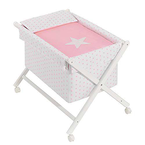 INTERBABY -Minicuna Estrella Rosa con Textil