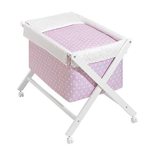 Interbaby Minicuna de Madera con Textil Estrellas, 90042-02, Rosa