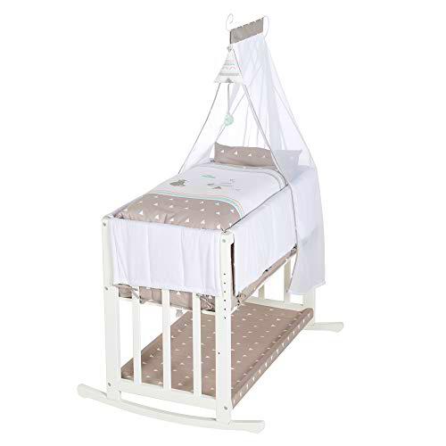 roba-kids - Cuna 4 en 1, cama lateral&quot;Indibär&quot; y banco para niños