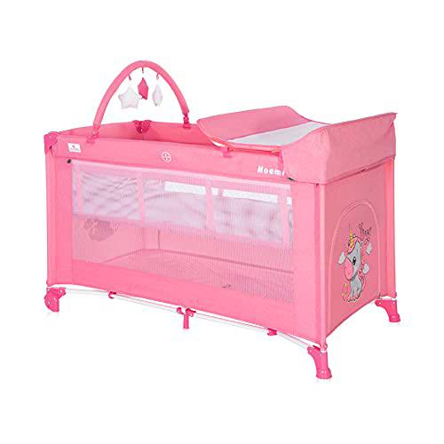 Cuna Plegable para bebé de 2 Niveles Noemi 2 Plus Lorelli Rosa