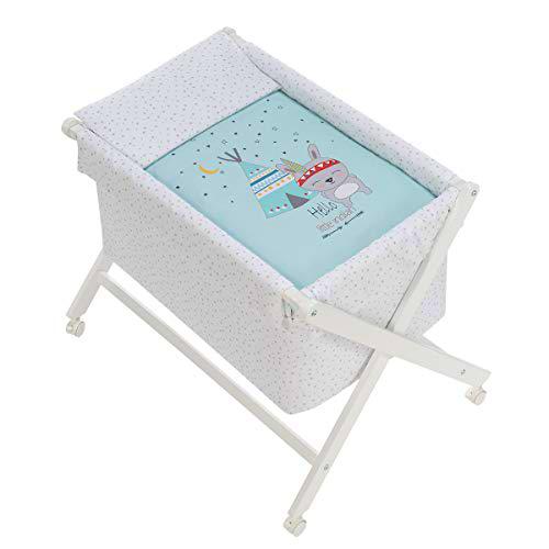 Interbaby 92082-58 - Minicuna de Madera con Textil Tipi Oso Menta