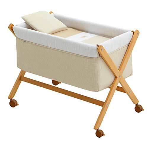 Cambrass - Minicuna Tijera Madera Vichy10 Beige/Natural 55x87x74 cm