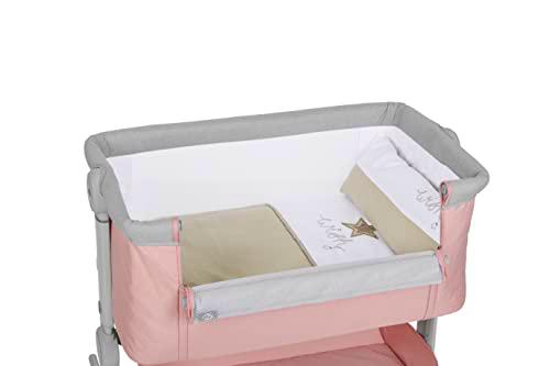 MS Minicuna Colecho Comfy + Textil Wish - Cuna Colecho Balancin Regulable Multialturas, Reclinable