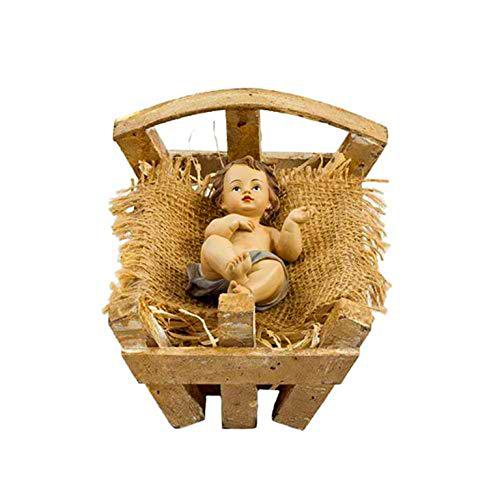 REGALOS LLUNA NIÑO JESÚS EN Cuna DE Madera (16,5, Natural, 15_cm