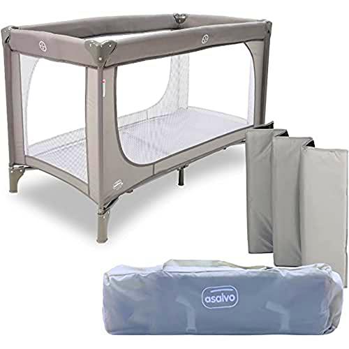 ASALVO Cuna de viaje 120x60 Essential para bebes y niños de 0 a 15kg / 2 en 1: Cuna y Parque