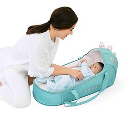 Cuna de Viaje Portátil, SUNVENO Cama de Bebé Viaje Tumbona Plegable Dinosaurio Infantil Sleep Aide Recién Nacido Cama de Noche Carrycot Interior y Exterior