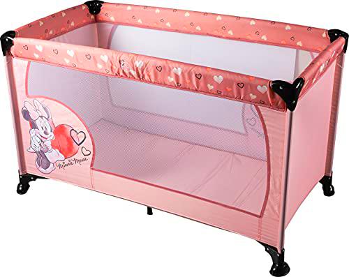 Disney Minnie Mouse Cuna de viaje plegable rosa bebé suave acolchado