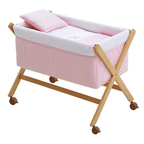 Cambrass - Minicuna Tijera Madera Essentia Rosa/Natural 55x87x74 cm