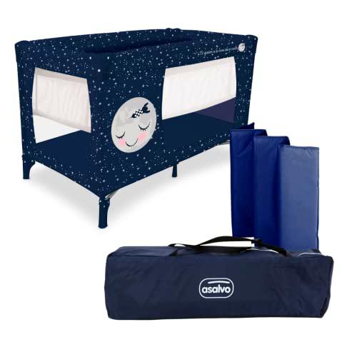 ASALVO Cuna de viaje 120x60 Smooth para bebé y niños de 0 a 15kg /2 EN 1