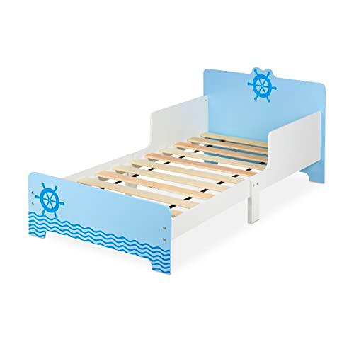 Relaxdays Cama Infantil con Diseño de Marinero, Bordes Anticaída