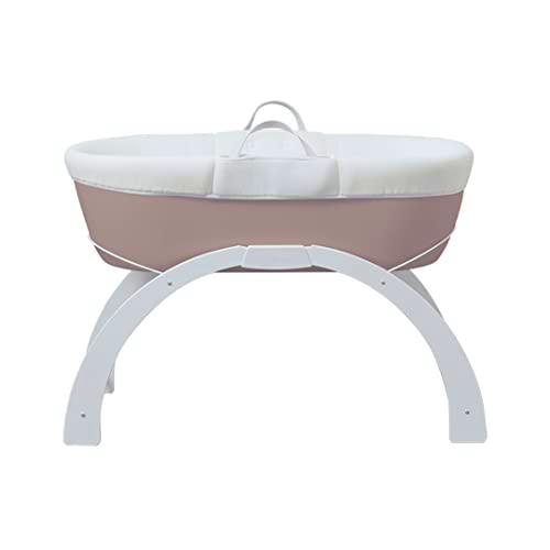 Shnuggle Dreami - Cesta y Soporte para moisés | Cama de Noche con 3 Posiciones | Fundas Transpirables para Flujo de Aire | Soporte Curvado Moderno | Soporte Gris Pardo y Blanco