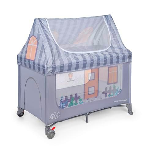 ms Home - Cuna De Viaje simulación Casa para Bebe 3 Piezas 120 X 60