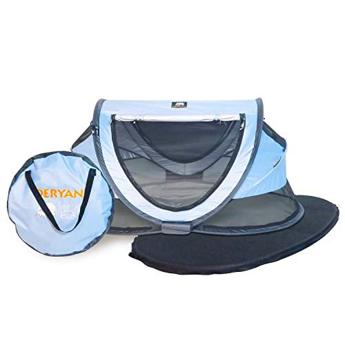 DERYAN Peuter Luxe - Cuna de viaje - Azul - Sistema desplegable