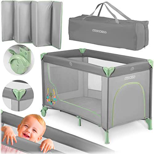 Ricokids Cuna de Viaje, Plástico y Aluminio, Gris, Dziecięce, 4 Unidades